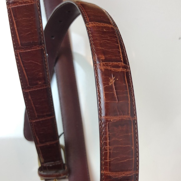 Brighton Men’s Croc Embossed Calfskin on Glove Leather Belt - Picture 11 of 13